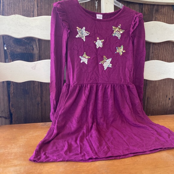 Carters kids girls long sleeve purple dress with flip sequence stars size :6/6X - Picture 2 of 5